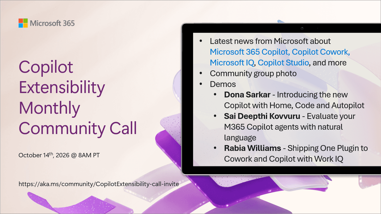 Copilot Extensibility community call - October 2026