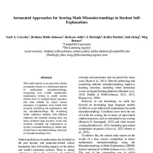 Automated Approaches for Scoring Math ...