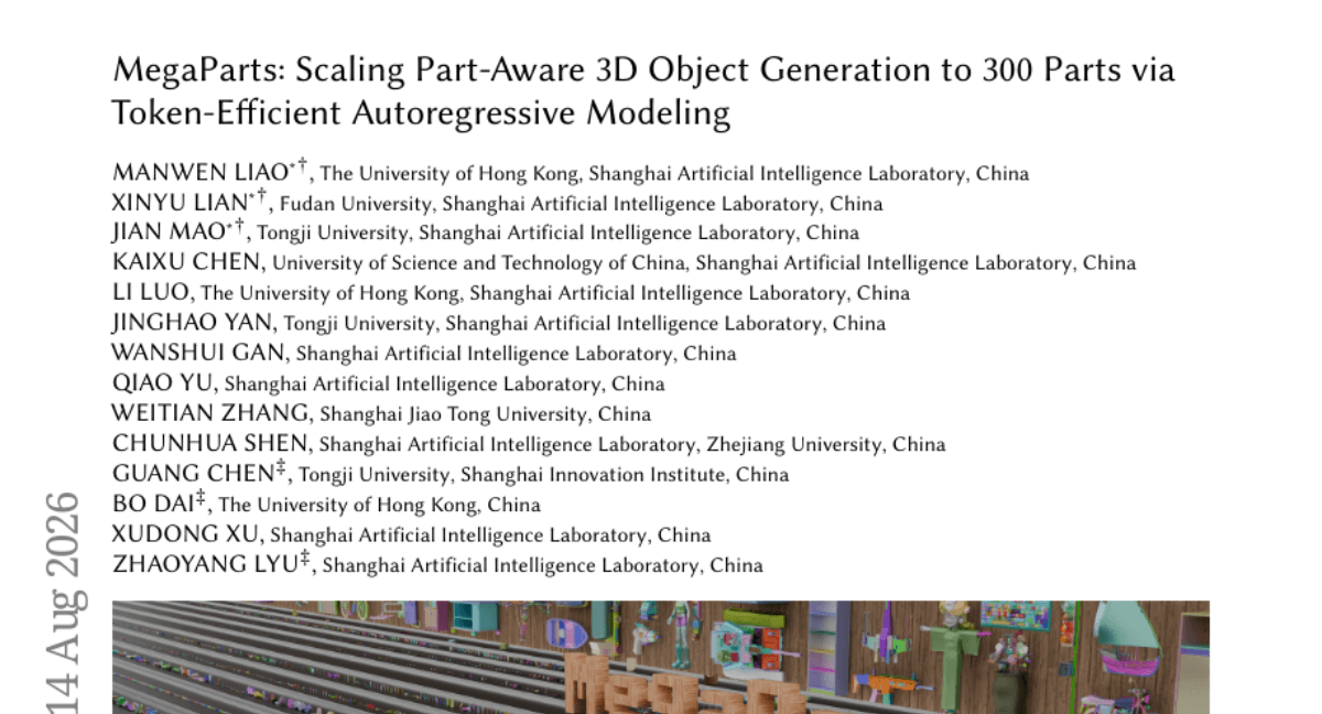 MegaParts: Scaling Part-Aware 3D Object Generation to 300 Parts via Token-Efficient Autoregressive Modeling