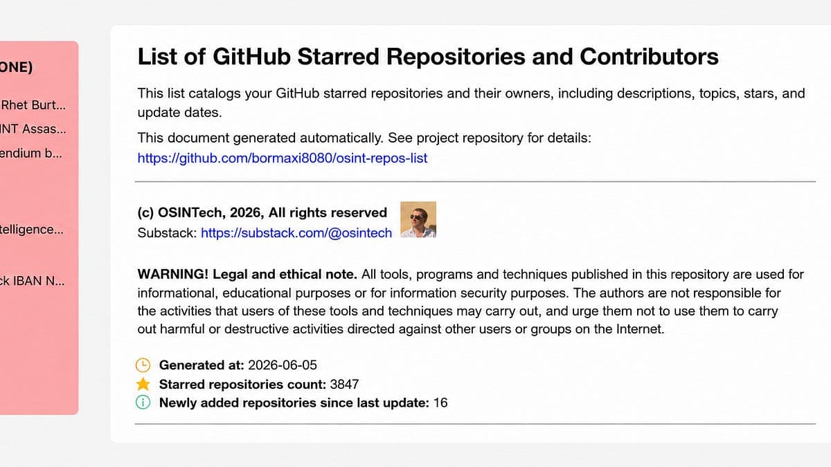 OSINT Repos Intelligence Pack update: 05.06.2026