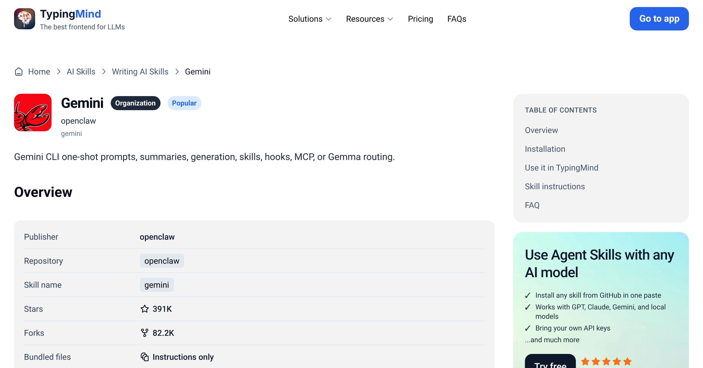 Gemini by openclaw — AI Skill for Any LLM
