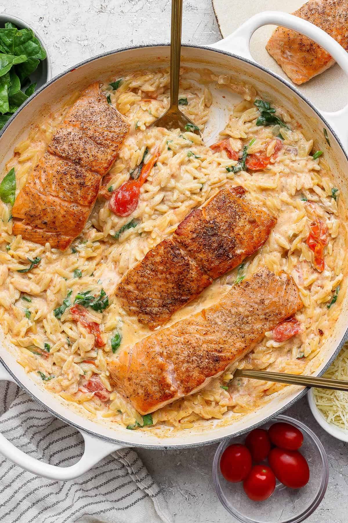 NEW Creamy Salmon Orzo (One Pot)
