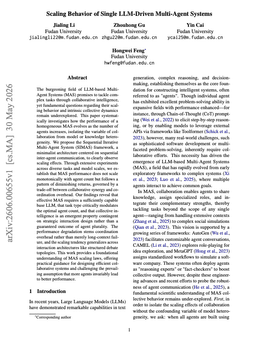 @omarsar0: // Scaling Behavior of Single LLM-Driven Multi-Agent Systems //

Does adding more agents actually ma...
