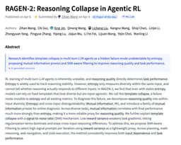 @_akhaliq: RAGEN-2

Reasoning Collapse in Agentic RL

paper: https://t.co/nMo9xTq9x6 https://t.co/qjIKTUNMW1