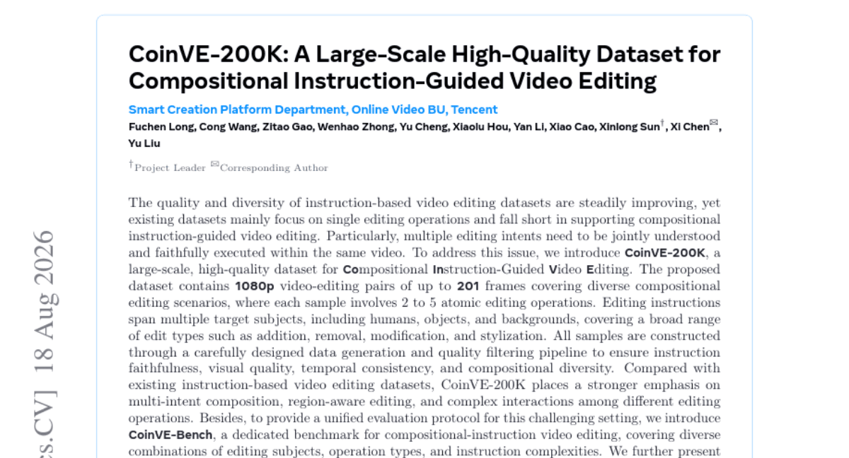 CoinVE-200K: A Large-Scale High-Quality Dataset for Compositional Instruction-Guided Video Editing
