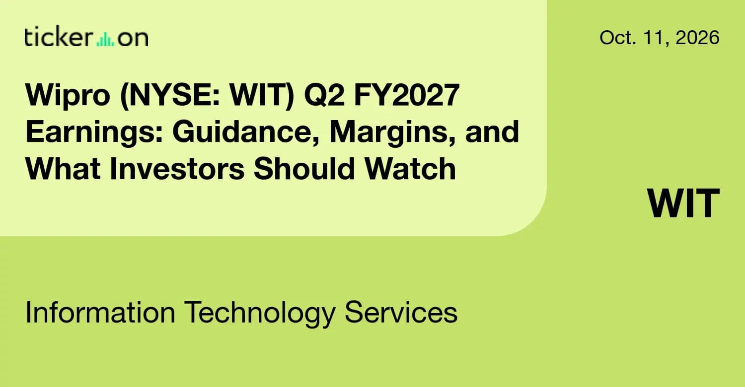 Wipro (NYSE: WIT) Q2 FY2027 Earnings: Guidance, ...