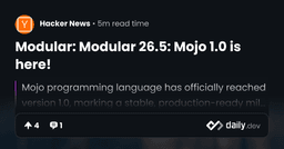 Modular 26.5: Mojo 1.0 is here!