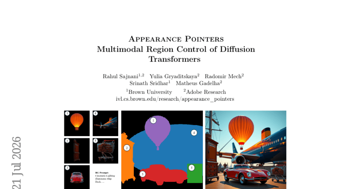 Appearance Pointers -- Multimodal Region Control of Diffusion Transformers