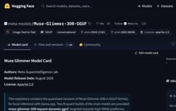 @ggerganov reposted: We are happy to announce that Muse Glimmer is day-0 supported on llama.cpp. Meta...