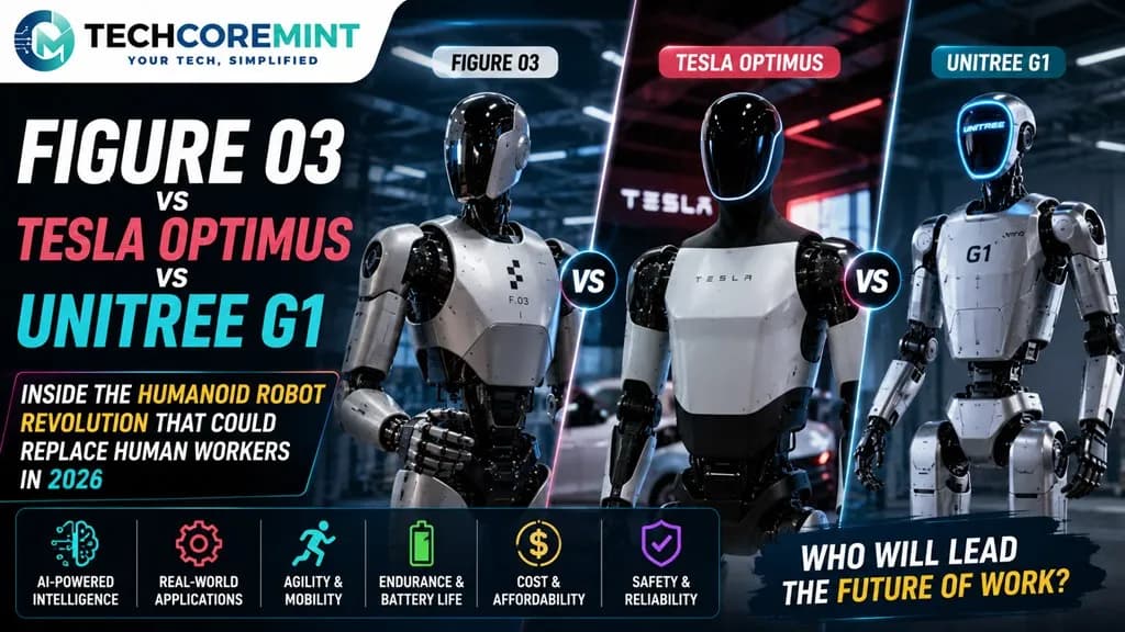 Figure 03 vs Tesla Optimus vs Unitree G1 - TechCoreMint