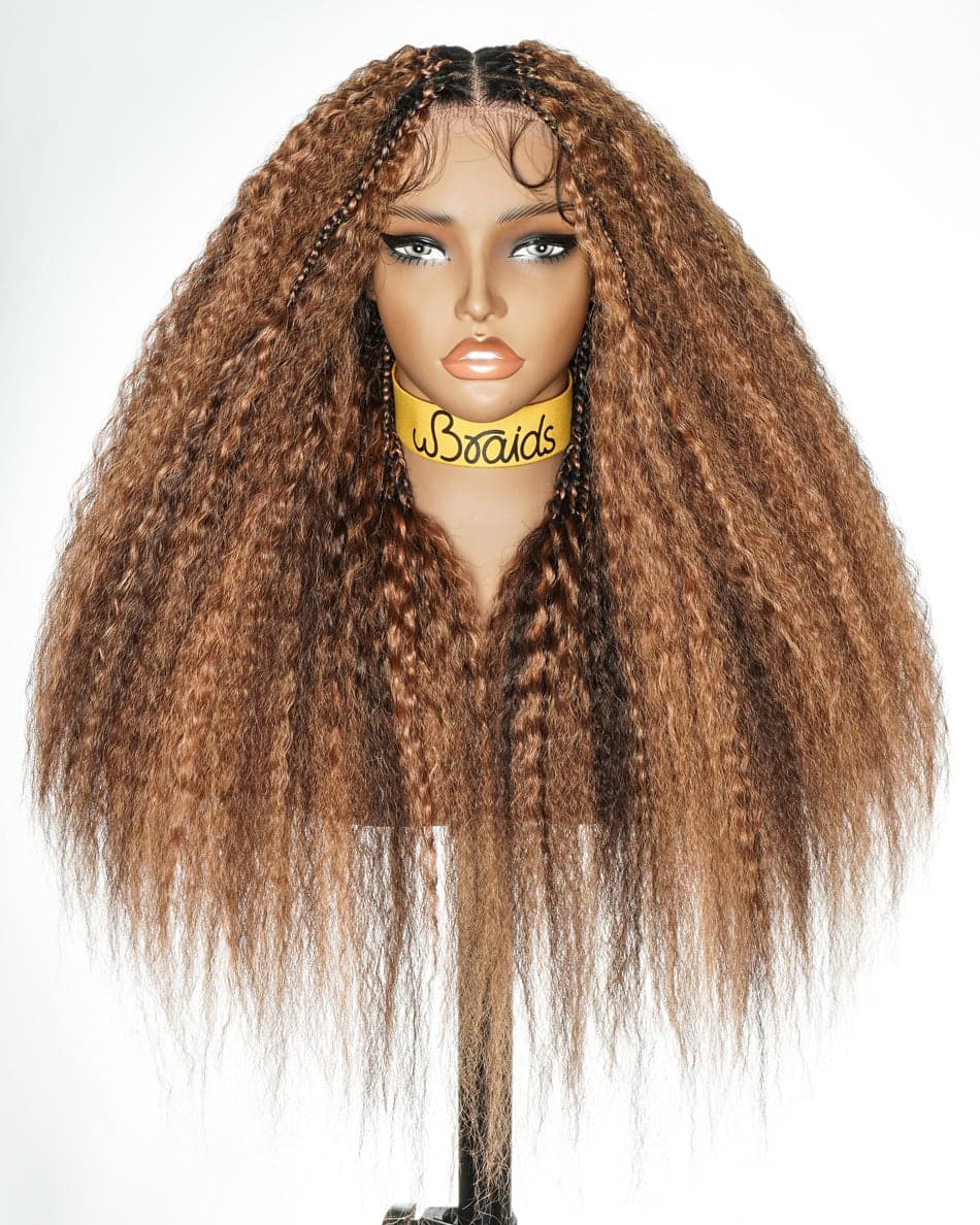 28" Kinky Straight Full Lace Swiss HD Lace Glueless Blend Human ...