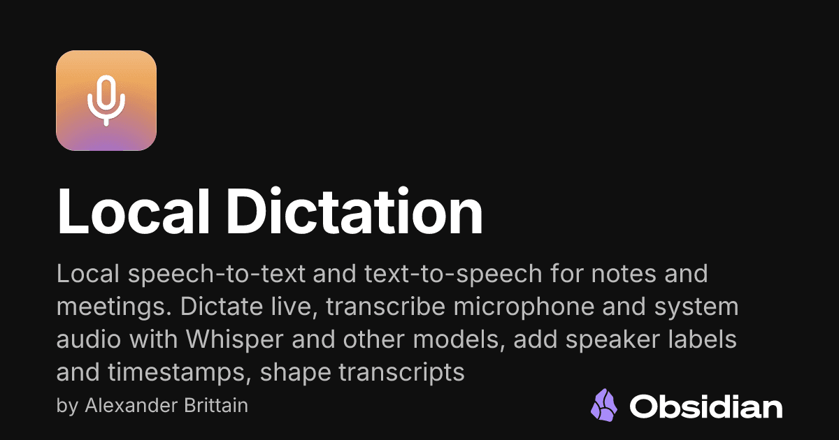 Local Dictation - Obsidian Plugin