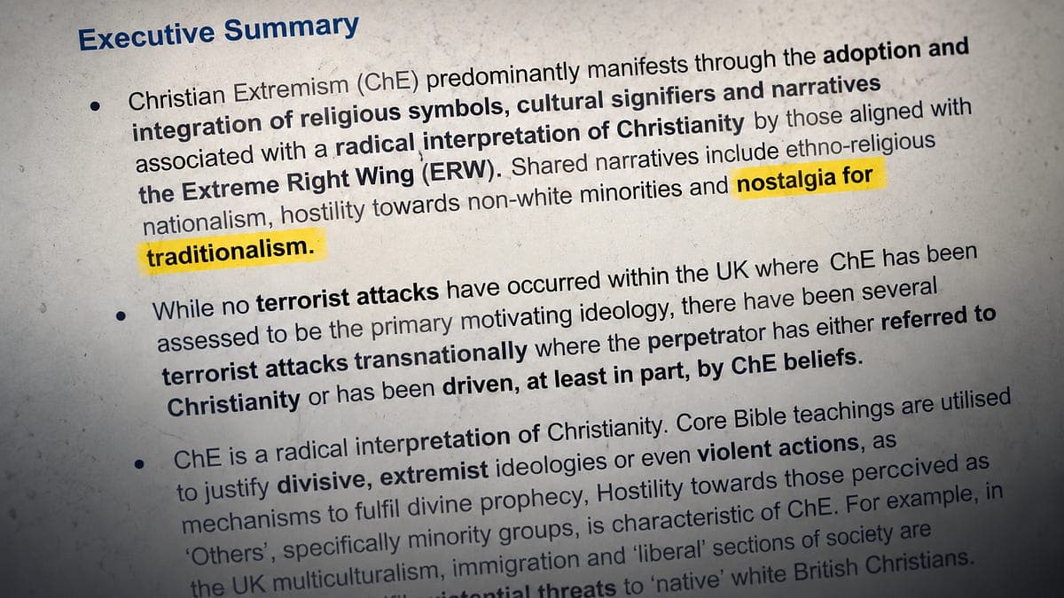 Leaked counter-terror report links 'Christian extremism' to ...