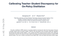 Calibrating Teacher--Student Discrepancy for On-Policy Distillation