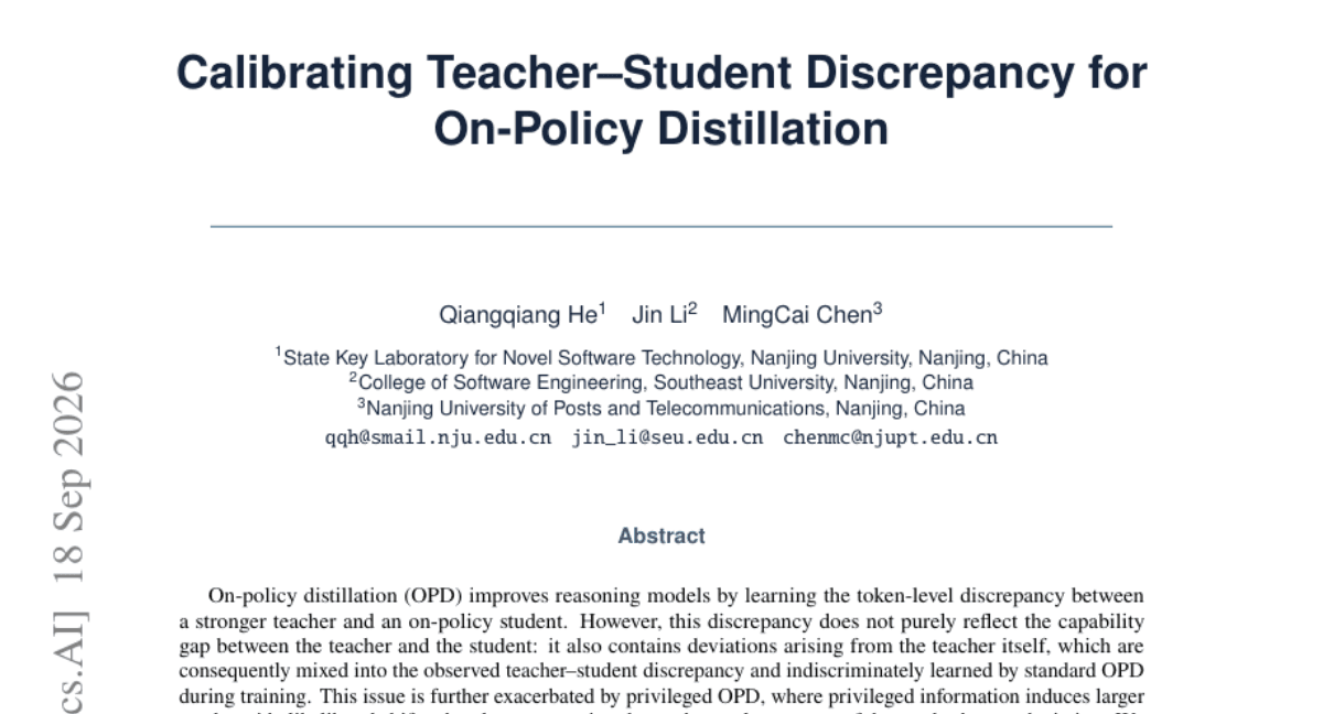 Calibrating Teacher--Student Discrepancy for On-Policy Distillation