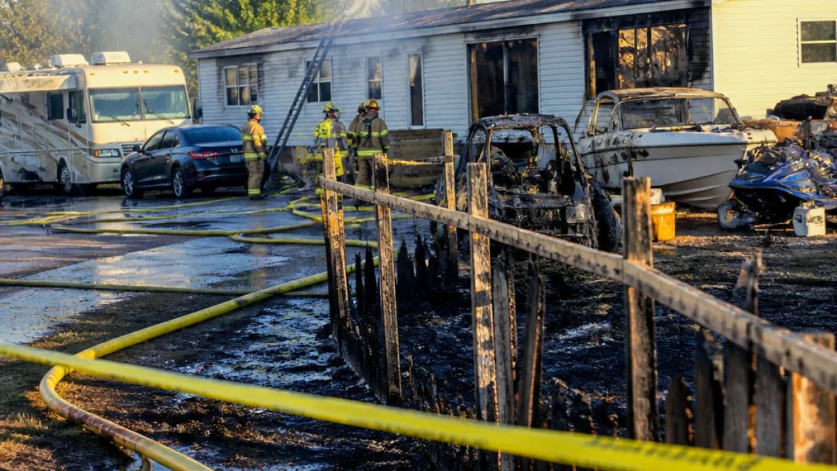Afternoon blaze damages manufactured home, vehicles in ...