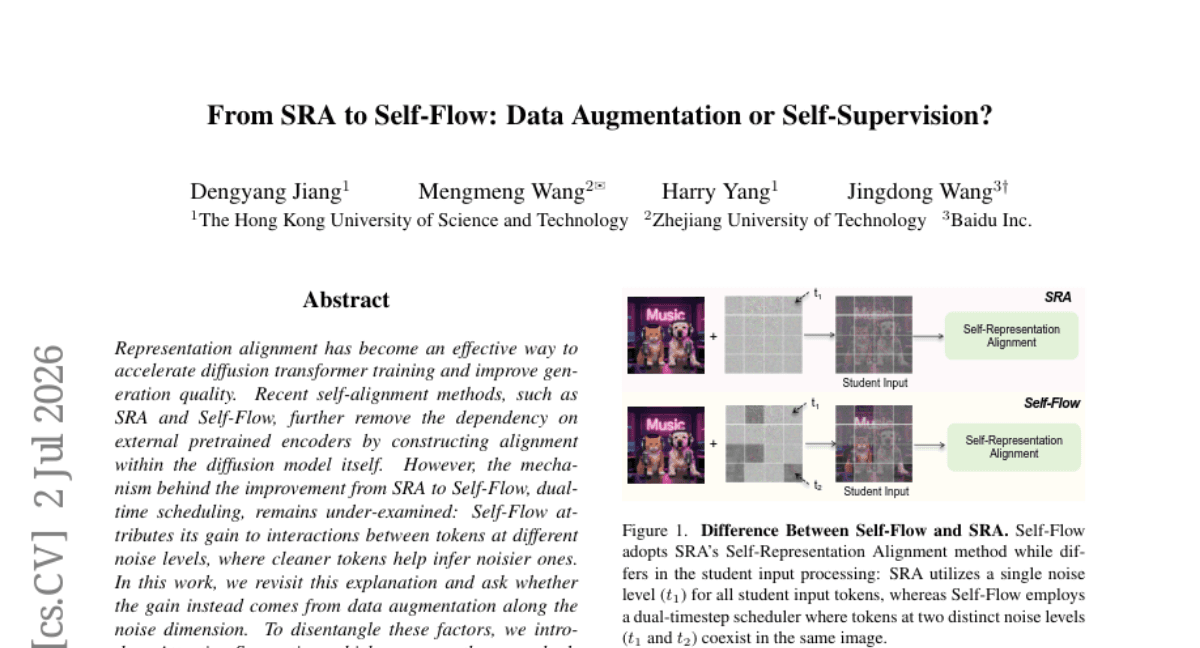 From SRA to Self-Flow: Data Augmentation or Self-Supervision?