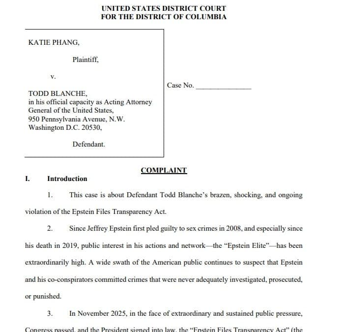 Finally: A Judge Orders the Government to Release the Rest of the Epstein Files in a Lawsuit Filed by Katie Phang
