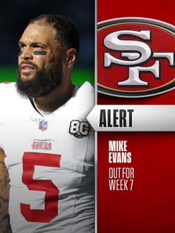 @NFL: 49ers WR Mike Evans (ribs, achilles) will not play against the Falcons on Sunday. https://t.co/6mMLG...