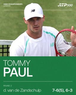 @atptour: Surging through 🔋

Former champ @TommyPaul1 is through to his third quarter-finals at Queen's and wi...