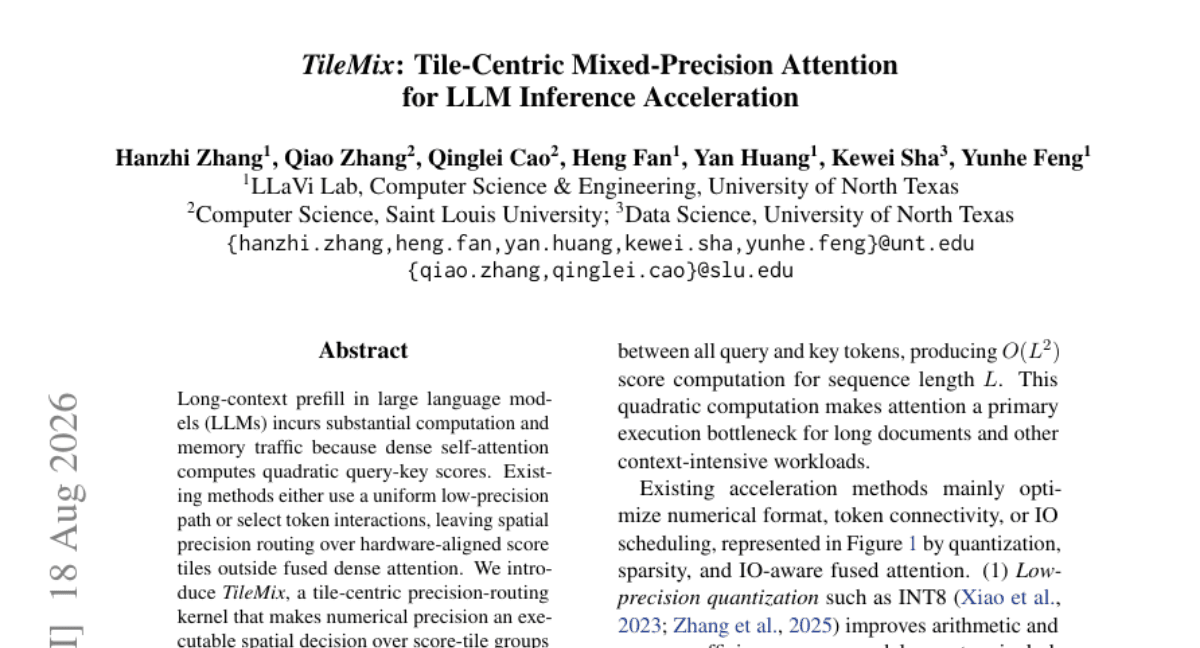 TileMix: Tile-Centric Mixed-Precision Attention for LLM Inference Acceleration