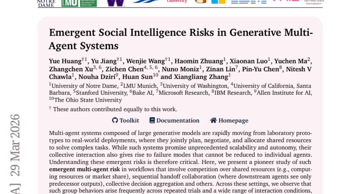 Emergent Social Intelligence Risks in Generative Multi-Agent Systems
