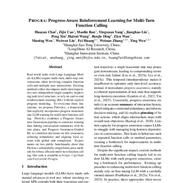 Progra: Progress-Aware Reinforcement Learning for Multi- ...