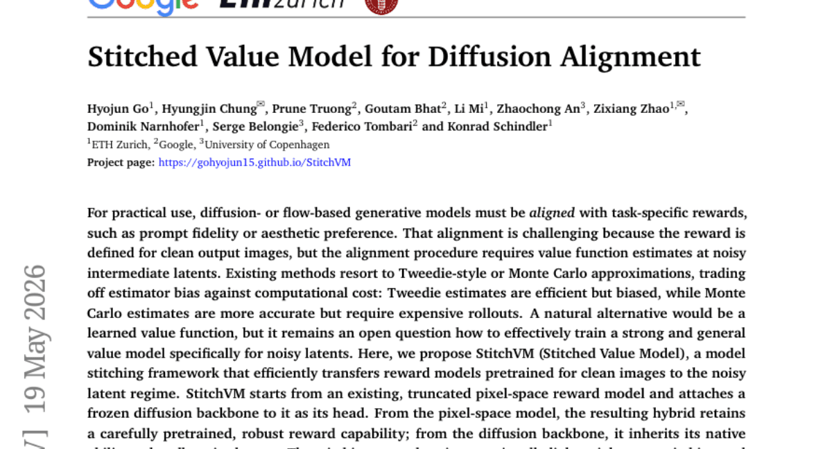 Stitched Value Model for Diffusion Alignment