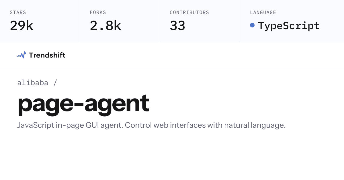 alibaba/page-agent — GitHub trending stats & insights | Trendshift