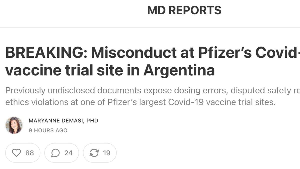 Pfizer’s clinical trial for COVID vax in Argentina was rife with misconduct