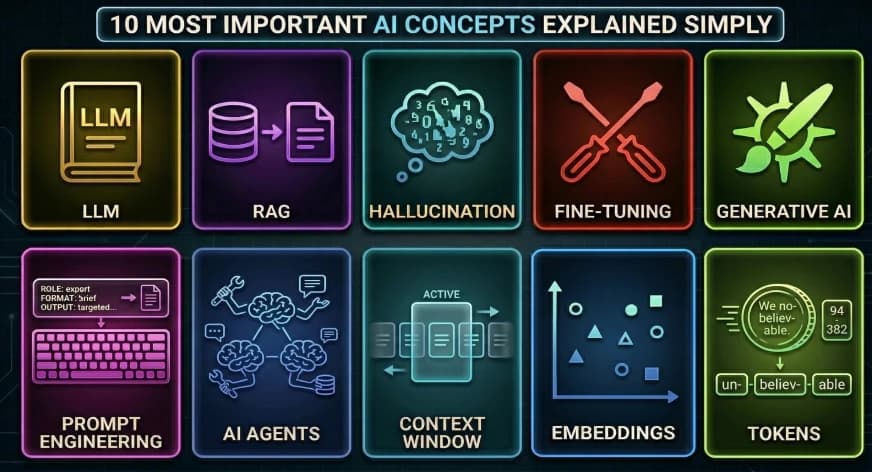 10 Most Important AI Concepts Explained Simply (For Beginners)