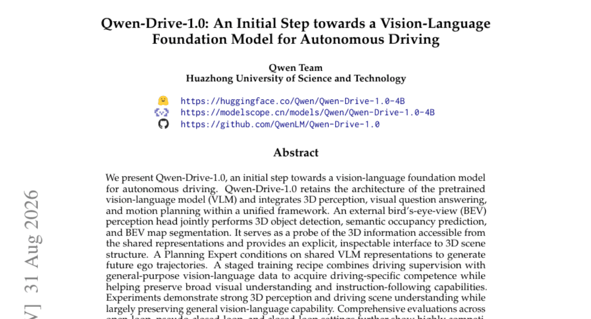 Qwen-Drive-1.0: An Initial Step towards a Vision-Language Foundation Model for Autonomous Driving
