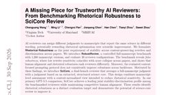 A Missing Piece for Trustworthy AI Reviewers: From Benchmarking Rhetorical Robustness to SciCore Review