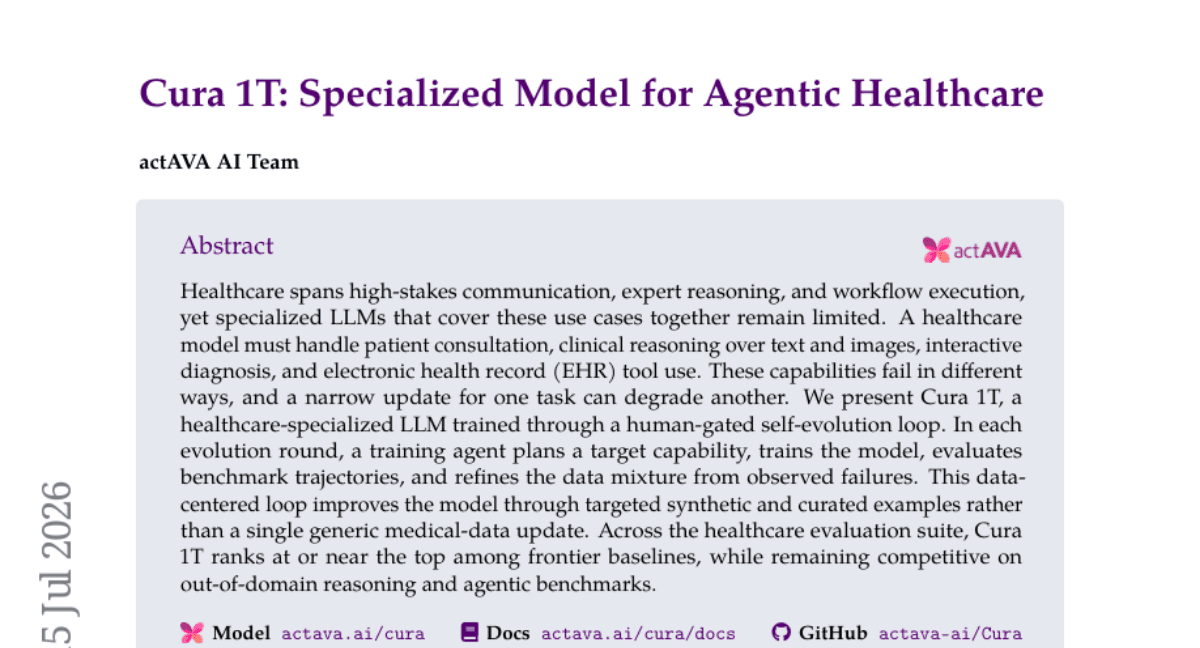 Cura 1T: Specialized Model for Agentic Healthcare