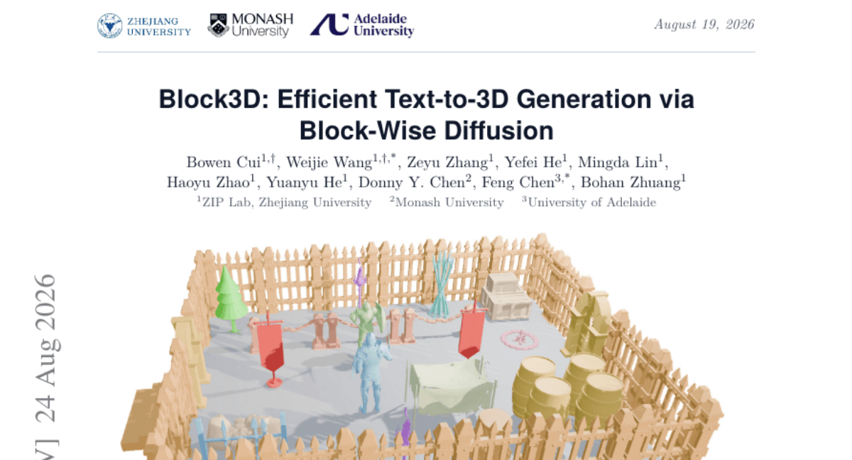 Block3D: Efficient Text-to-3D Generation via Block-Wise Diffusion