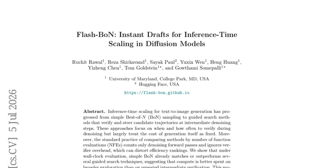 Flash-BoN: Instant Drafts for Inference-Time Scaling in Diffusion Models