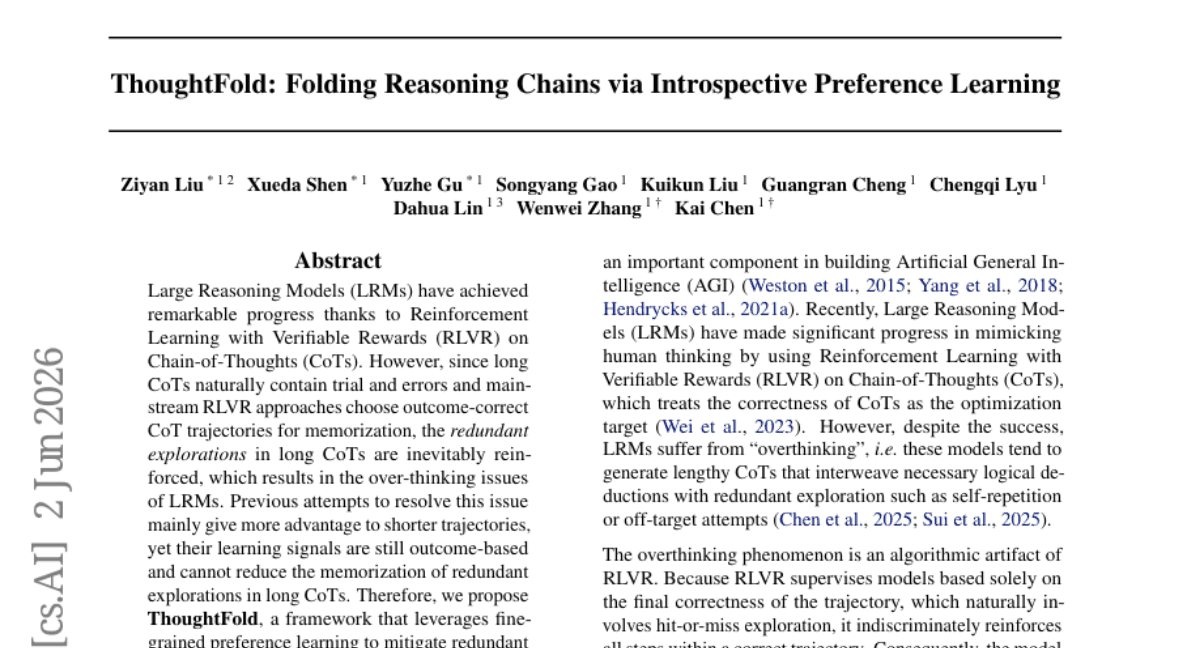 ThoughtFold: Folding Reasoning Chains via Introspective Preference Learning