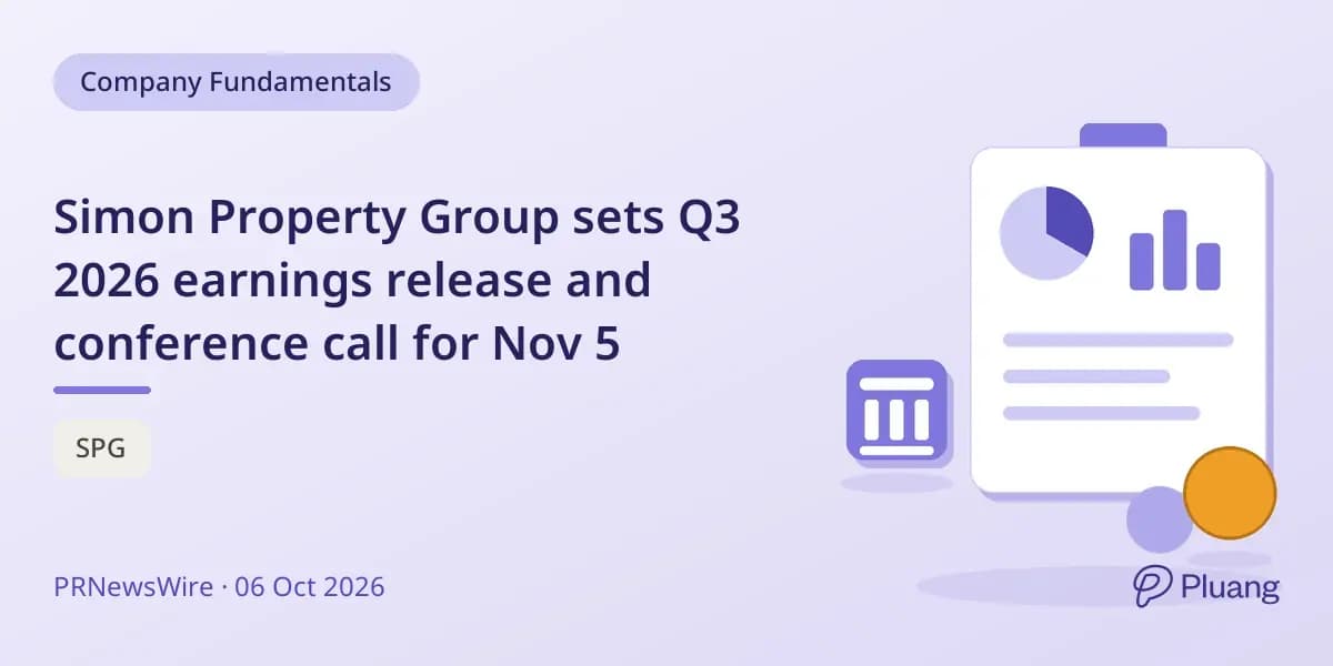 Simon Property Group sets Q3 2026 earnings rele...