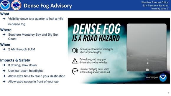 Dense Fog Advisory for Southern Monterey Bay