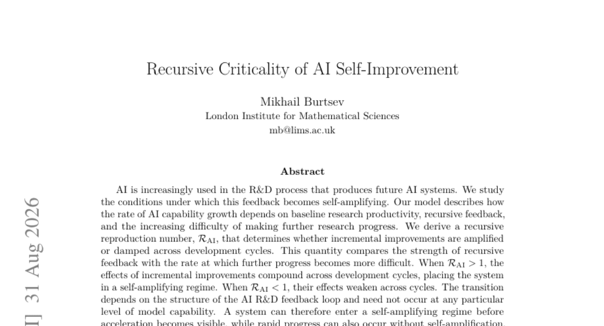 Recursive Criticality of AI Self-Improvement