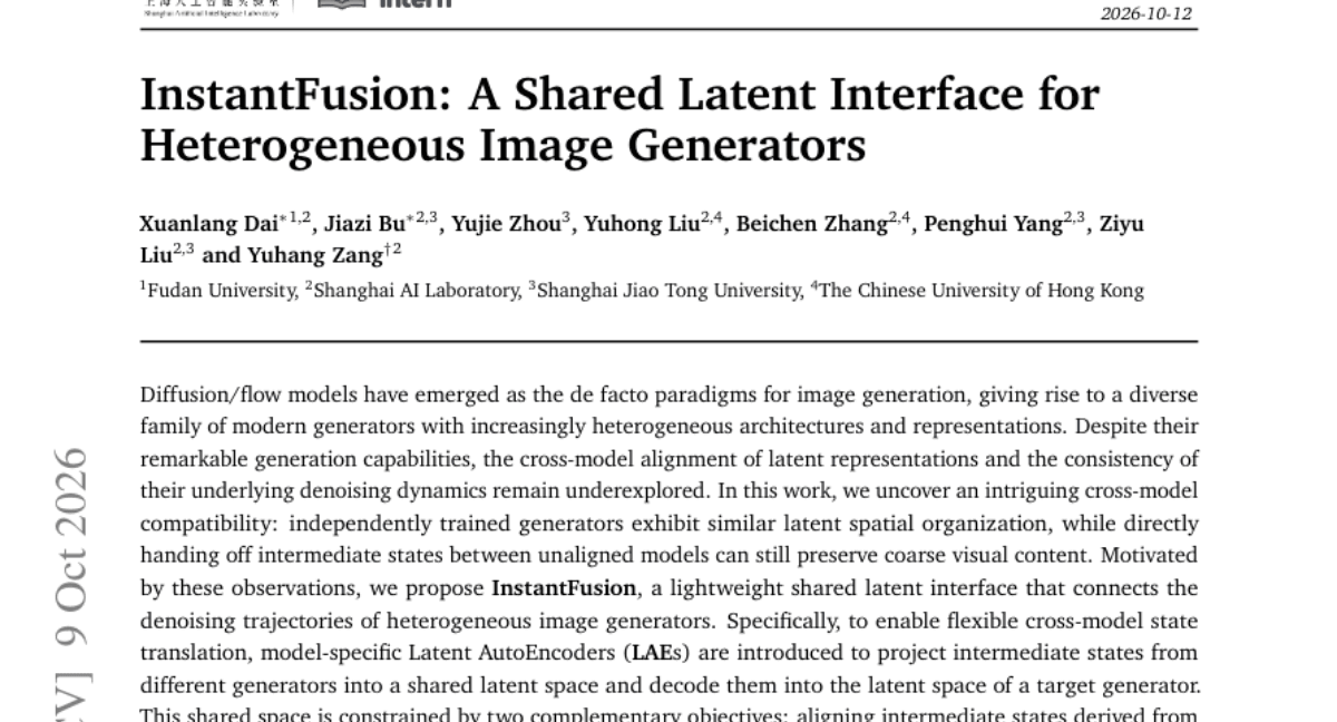 InstantFusion: A Shared Latent Interface for Heterogeneous Image Generators