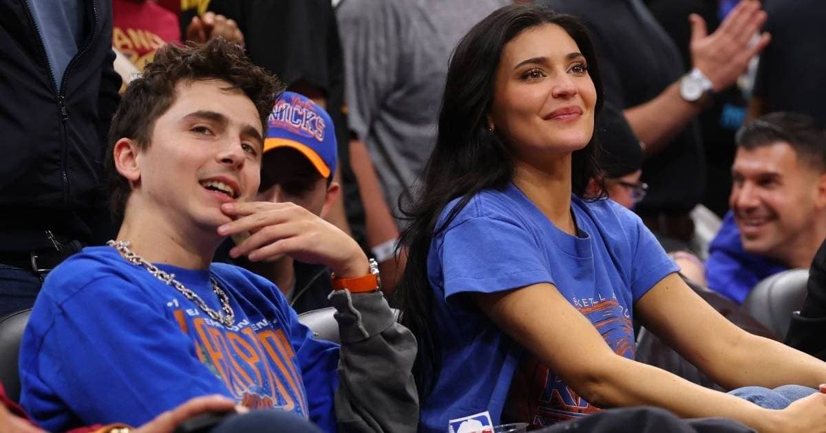 Timothée Chalamet & Kylie Jenner Take Over Knicks Game 4 in Matching Fits