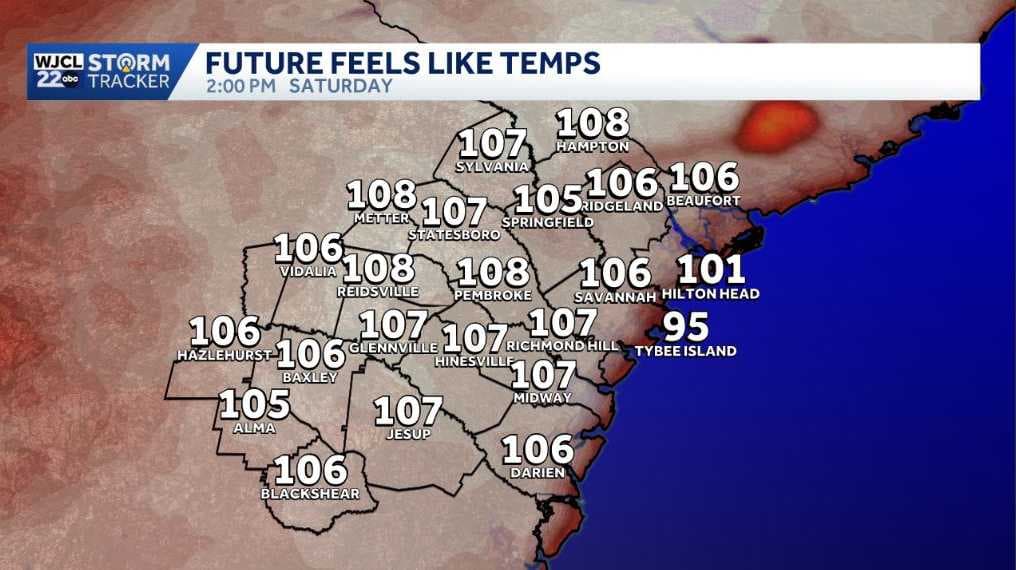 Savannah Heat Advisory: feels-like temps near 108
