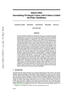 @EMostaque reposted: In our new paper, EDGE-OPD (EviDence GuidEd On-Policy Distillation), we introduc...