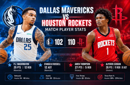 Dallas Mavericks vs Houston Rockets Match Player Stats