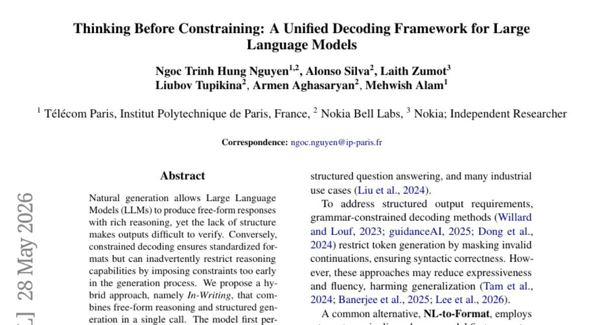 Thinking Before Constraining: A Unified Decoding Framework for Large Language Models