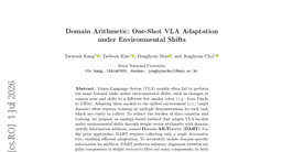 Domain Arithmetic: One-Shot VLA Adaptation under Environmental Shifts