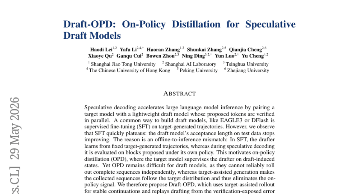 Draft-OPD: On-Policy Distillation for Speculative Draft Models