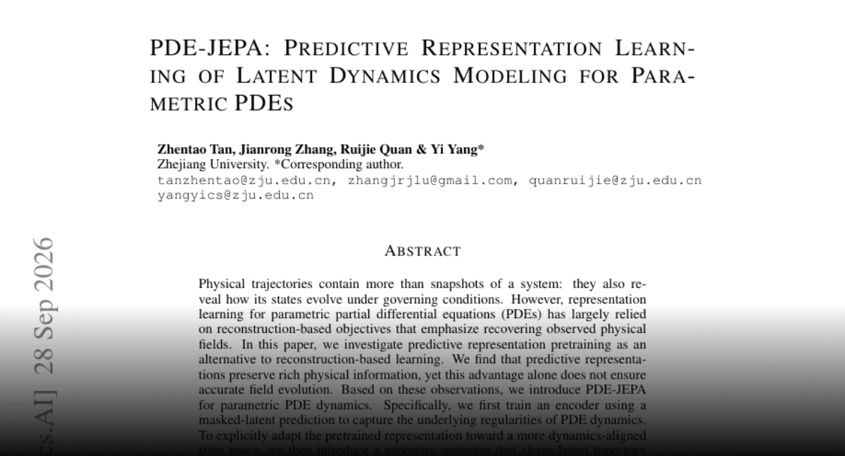 PDE-JEPA: Predictive Representation Learning of Latent ...