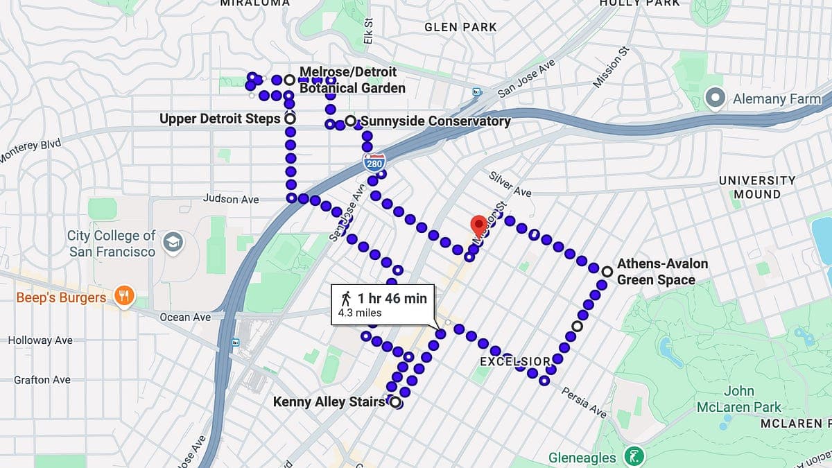 [SF] This is a 4-mile walking itinerary through Bernal ...